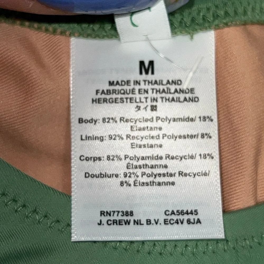 J. Crew Size Medium Heritage scoopneck‎ bikini top NWT Rustic Willow Green BX611